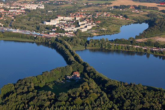 Jezioro Smordy i Drweckie w Ostrodzie. EU, Pl, warm-maz. Lotnicze.